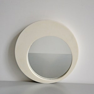 Vintage mirror Ikea HORTEN, round mirror, Space age, foam mirror, white color, bathroom decor