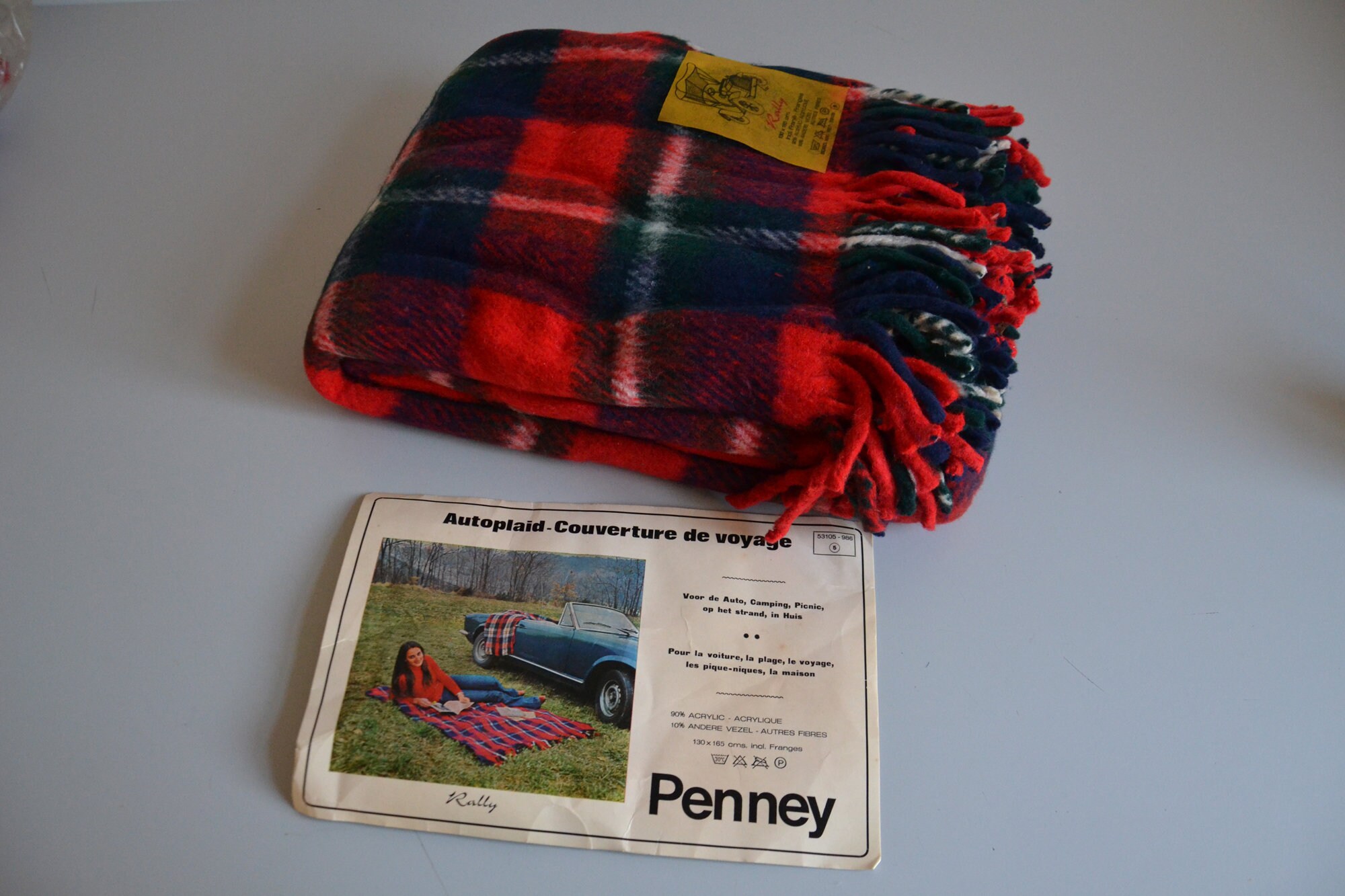 Couverture Plaid Vintage Penney Années 70, Décor de Camping Car Voiture