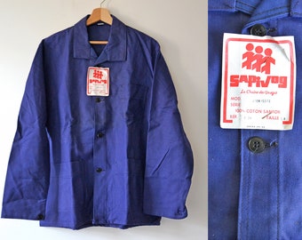 Vintage work jacket SAPIVOG, indigo blue cotton, size XL