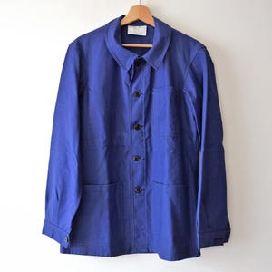 vintage work chore jacket indigo blue cotton size M