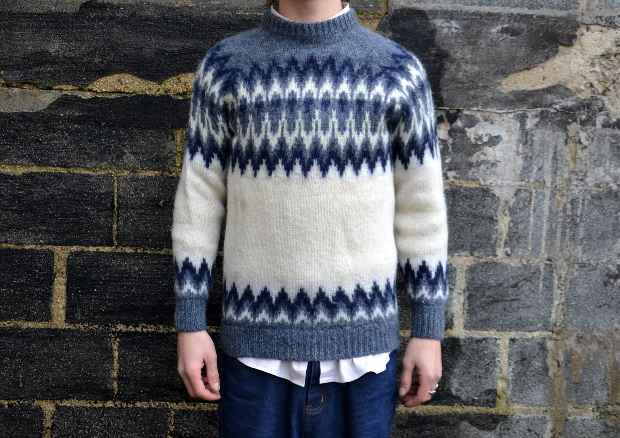 Runox Sweater - Etsy 【はこぽす対応商品】 Nordic RUNOX 80s pattern knit求心 pullover ニット/セーター