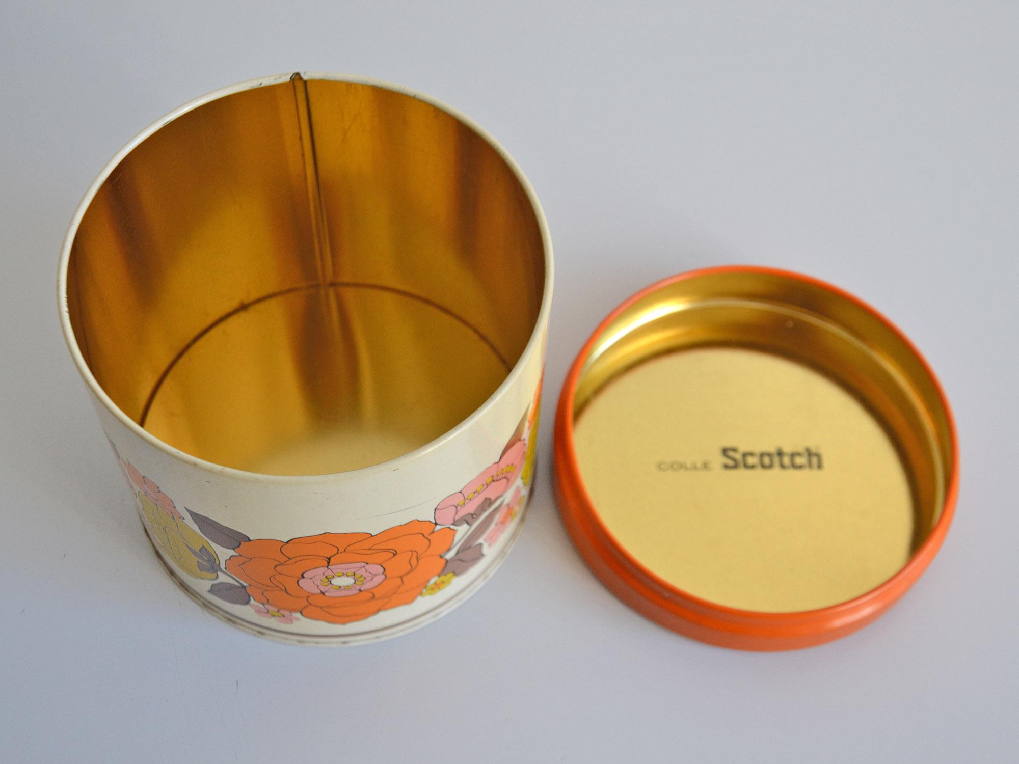 Boîte Vintage Velours Orange Fleurie – Années 70, Décoration, 23x9x5 Cm