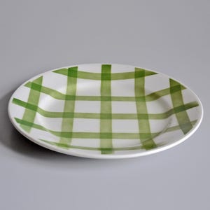 Antique large French plate, tartan decor, Moulin des loups serving dish, vintage shabby country decoration, 27cm