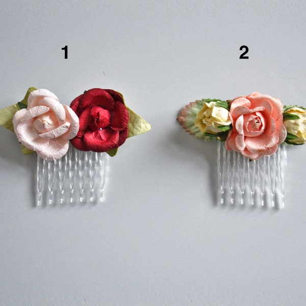 Barrette et peigne à cheveux fleur, coiffure mariage, vintage année 80