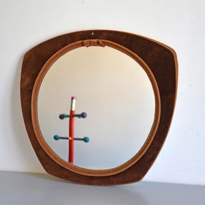 Vintage velvet mirror POLA French form design 70s
