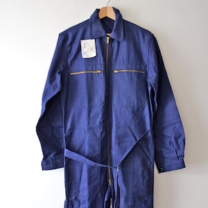 Vintage work overalls BAUDEUX INDUSTRIES, indigo cotton, French workwear, size M
