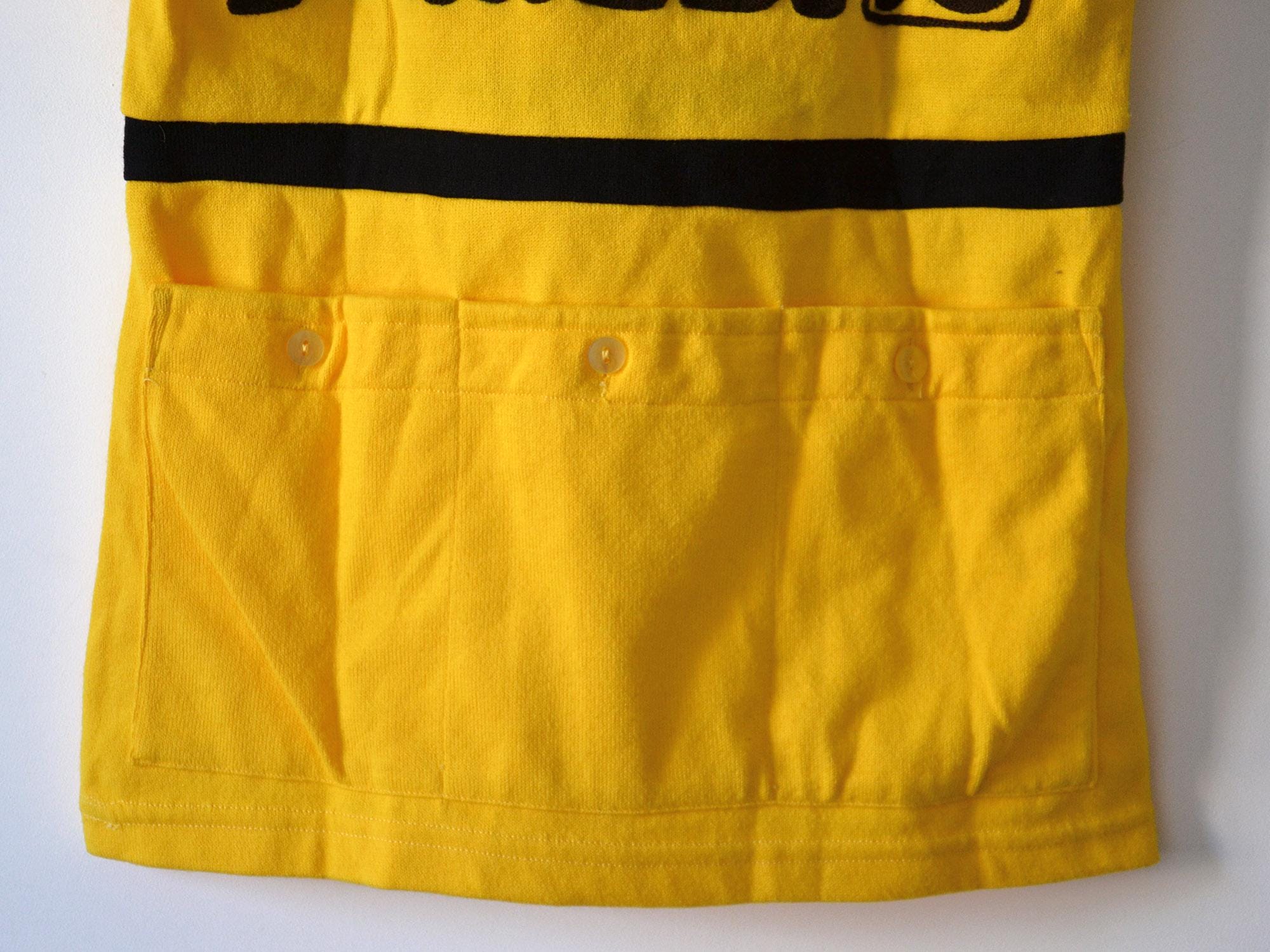 Maillot Cycliste Vintage CREDIT MUTUEL V.C.P - Jaune - Années 70 - Tricots Du Rocher