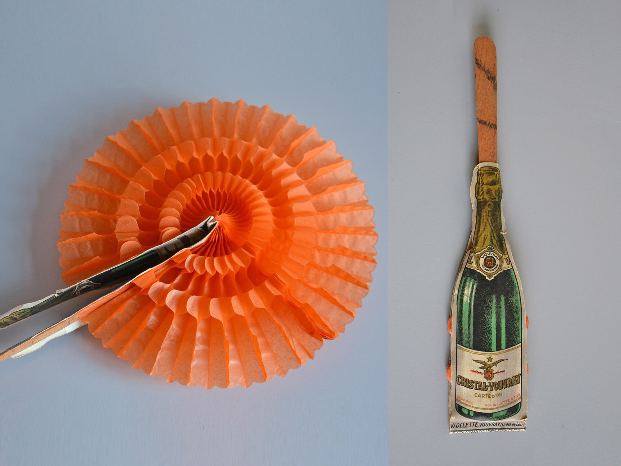 Eventail Publicitaire Bouteille Champagne Vintage/Collection Vin Français Années 70