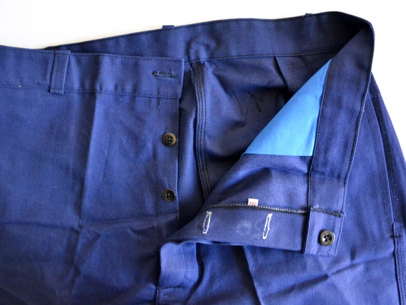 Vintage French chore pants, indigo cotton work tr… - image 4