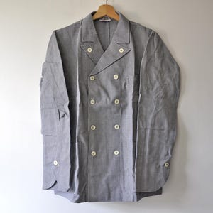 80er Jahre Bragard Metzgerjacke, Hahnentrittmuster, Vintage-Arbeitskleidung, Größe L