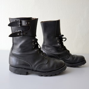 Vintage French Combat Boots Rangers Marbot Neuvic / leather shoes  