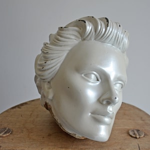 Vintage resin mannequin head, woman head, cabinet of curiosities decor