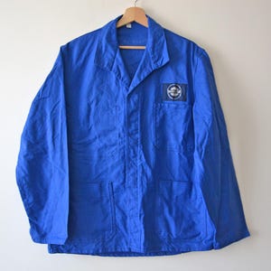 vintage work jacket UNIMETAL, bugatti blue cotton, size L