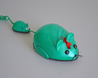 Vintage touch-tone telephone, collector green mouse phone