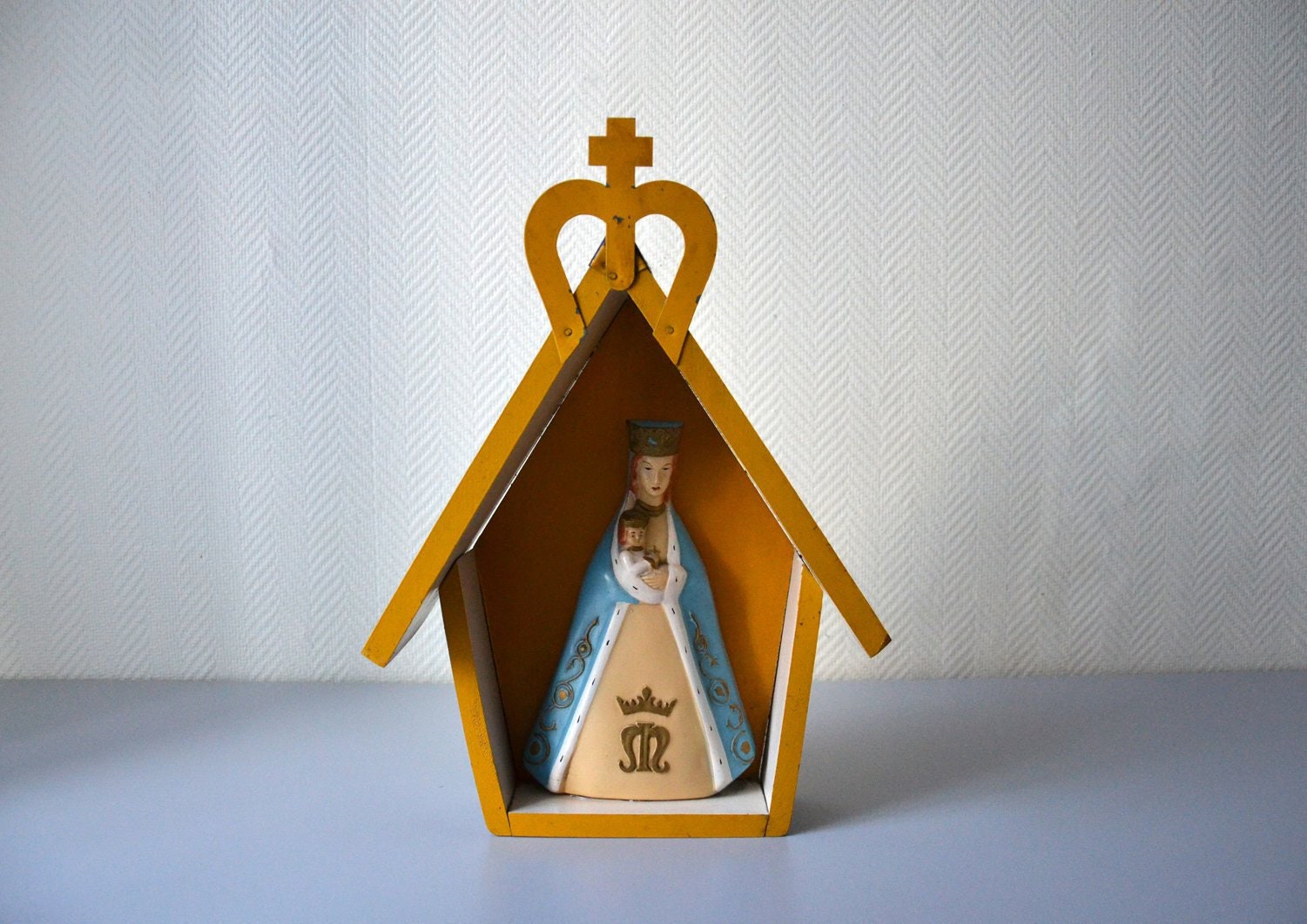 Chapelle Notre Dame de Liesses Vintage Années 60/statuette Vierge à L'enfant Objet Religieux