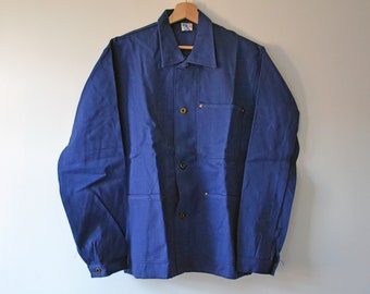 Vintage French work jacket 60s, miner's uniform, indigo blue jacket, Workwear size L