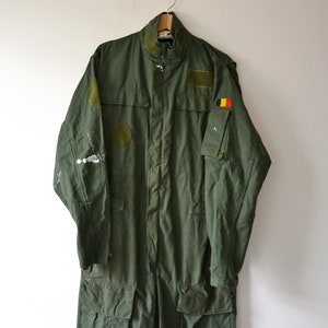Military overalls of the Belgian army, khaki green work clothing, size XXL