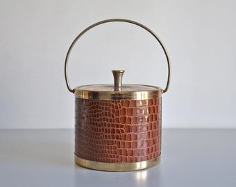 Vintage style alligator look ice bucket, retro 1970s bar item