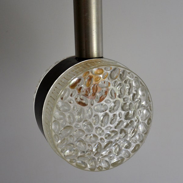 Vintage pendant lamp 70s design, metal and glass