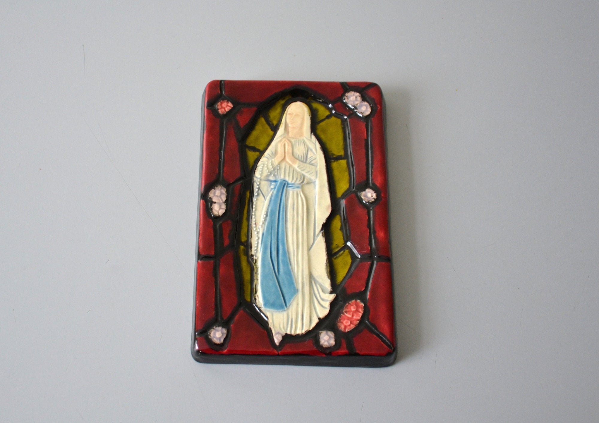 Plaque en Céramique de La Vierge Signée Stefani Laurencet