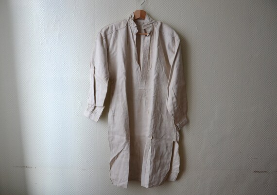 Antique French linen hemp flax dress chemise smock