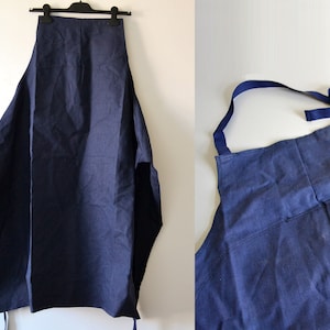 Vintage French Apron BRAGARD in Linen and Cotton, Bleu Indigo