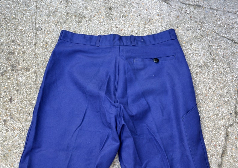 Vintage French chore pants MONT ROUGE blue indigo work trousers size medium