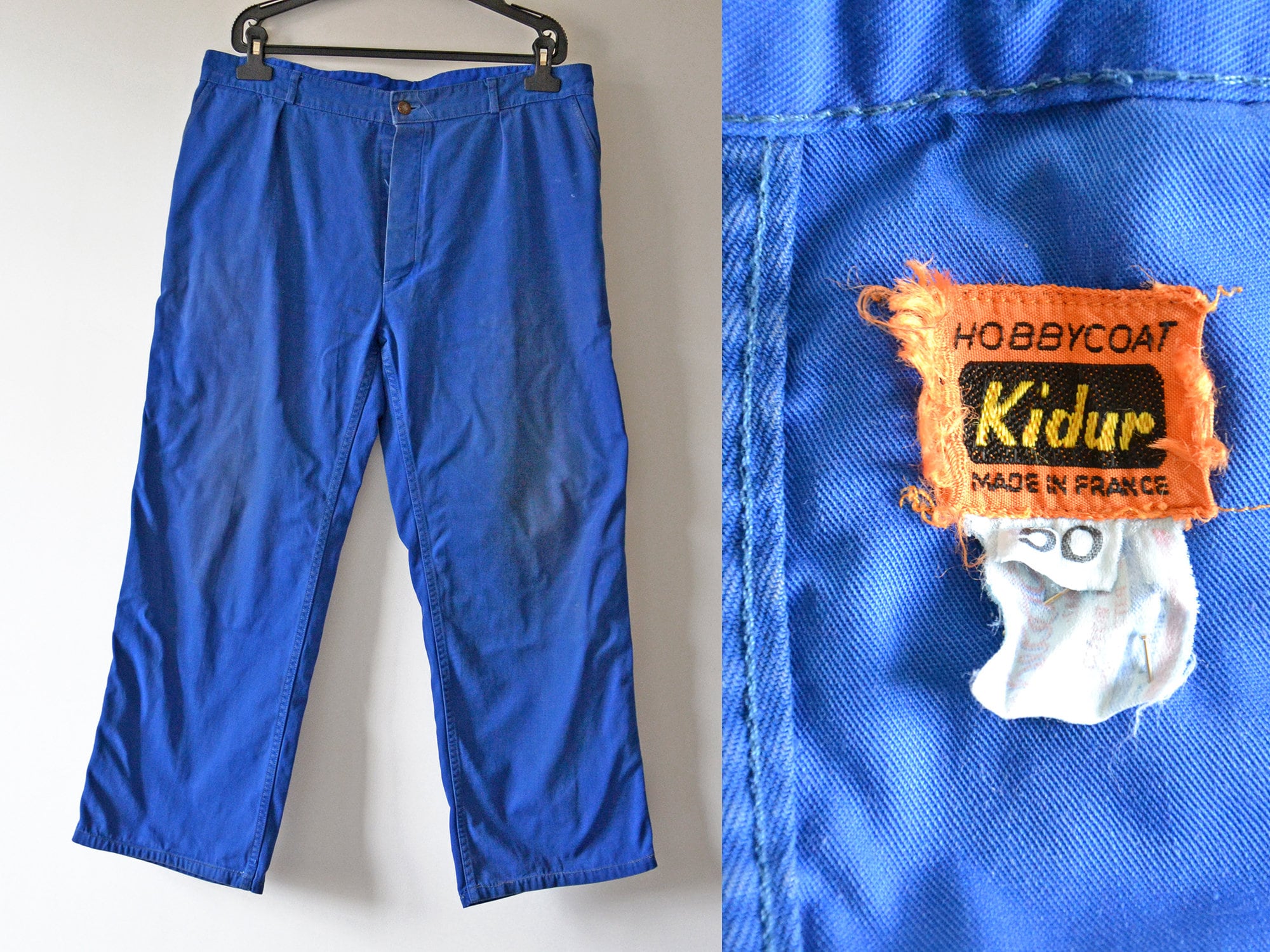 Buy Vintage French Chore Pants KIDUR, Blue Work Trousers Size XL