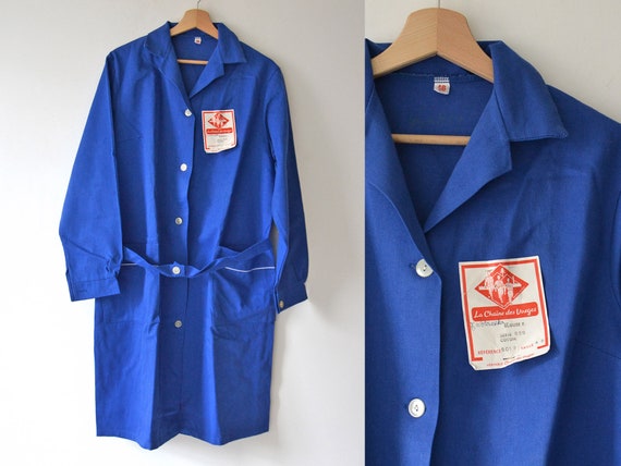 Veste De Travail Vintage Bleu Indigo Taille 44 S - Marque Le Mont Saint Michel - Fabriqué En France