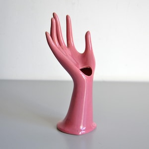 Vintage Hand Ring Holder, white ceramic candle holder or Jewelry Stand