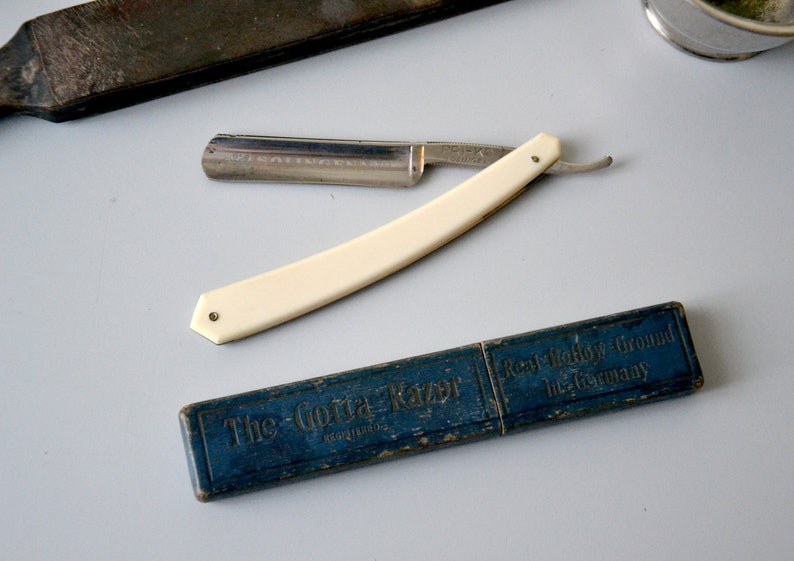 Vintage barber shaving kit cut throat razor FRI KO Solingen Etsy