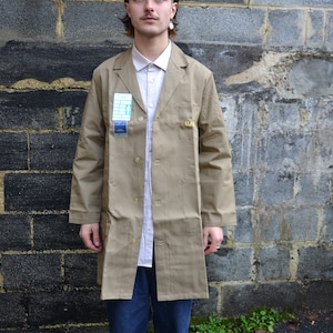 Vintage French Work Shirt LE MINEUR brown color / Long Workers Clothing WorkWear Jacket with size L