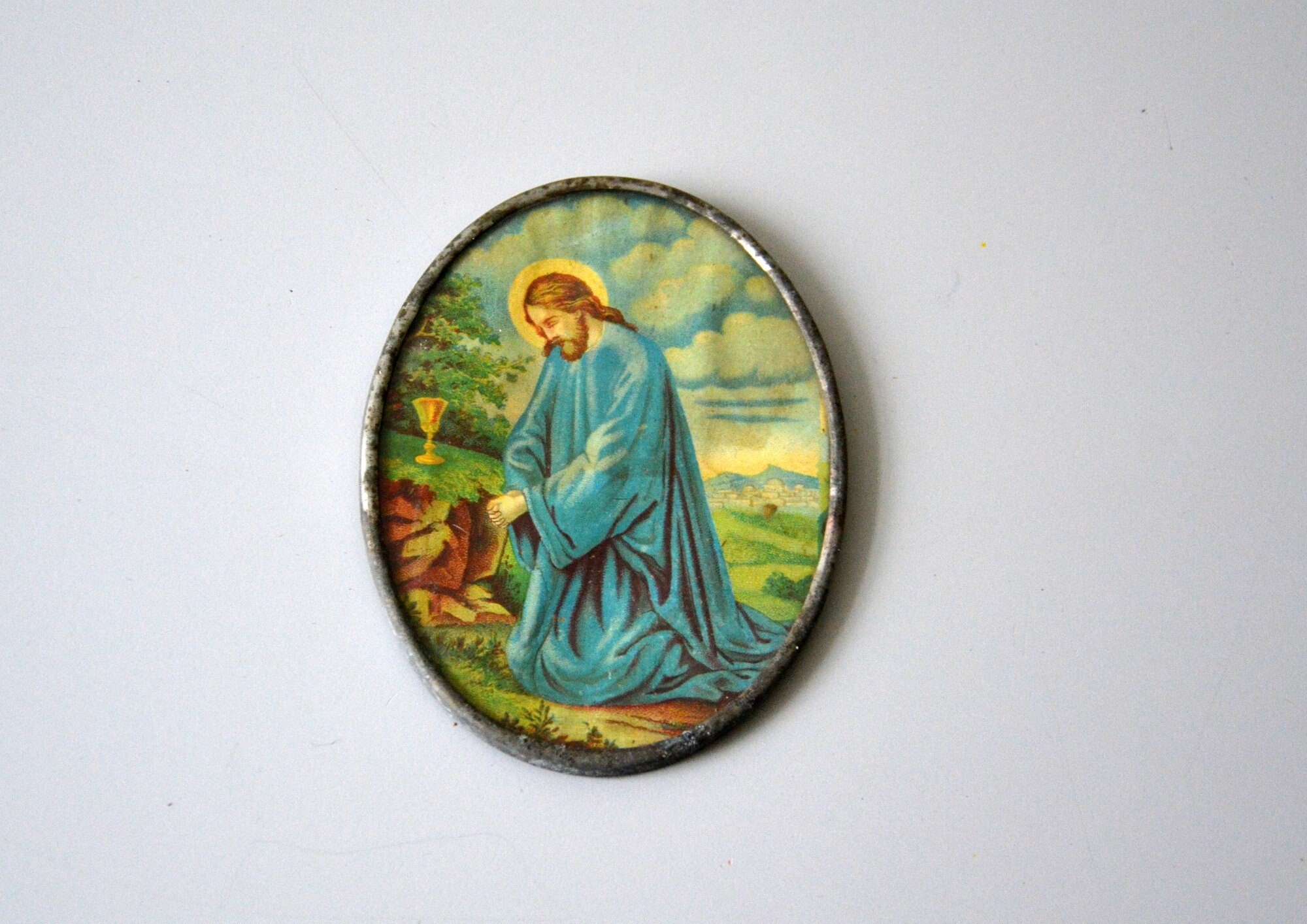 Médaillon Reliquaire Ex-Voto Jesus en Prière