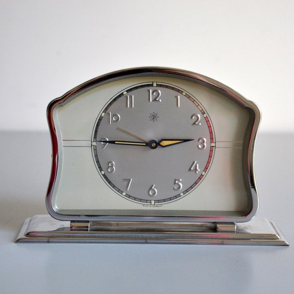 Réveil horloge mécanique Junghans, reveil allemand vintage style art deco