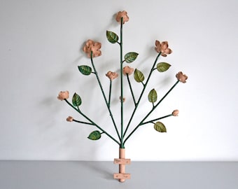 Ghent metal rose bouquet, garden wall decoration, vintage 70&#39;s craft sculpture