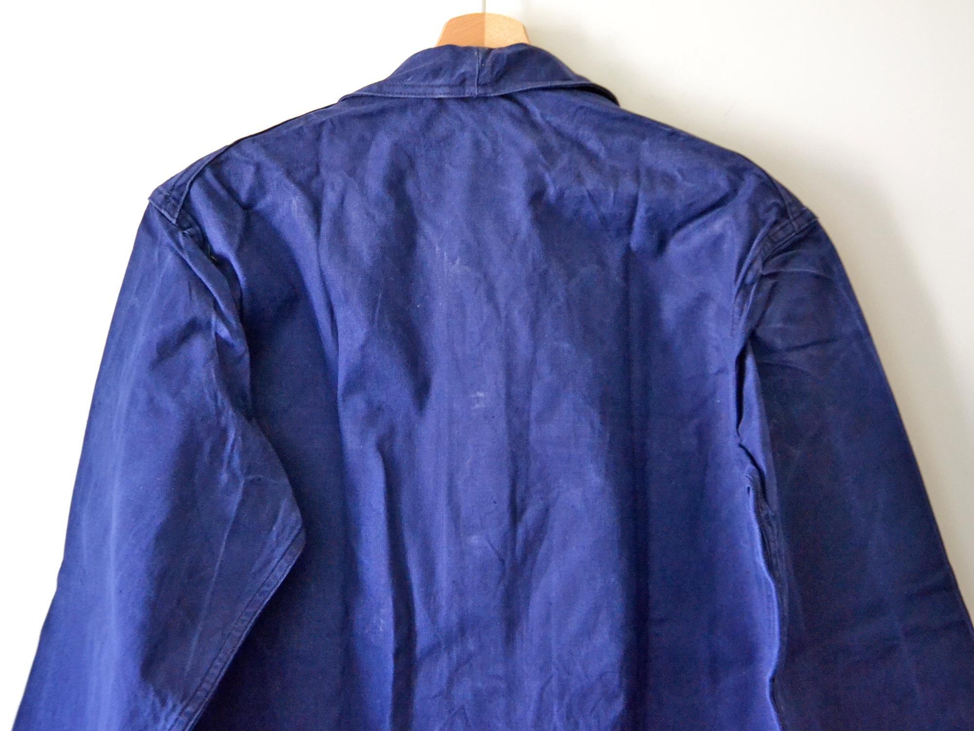 Vintage Work Jacket, Indigo Blue Cotton, French Workwear, Size L