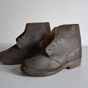 Botines vintage, botas de cuero con suela de madera, zapatos tipo zueco