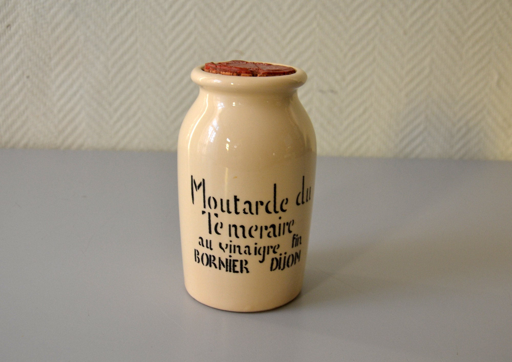 Pot à Moutarde Téméraire Bornier/Pots Couverts ou Ustensiles Cuisine Vintage Shabby Chic