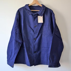 Le Réfractaire vintage work jacket, indigo blue cotton, French workwear, size XL