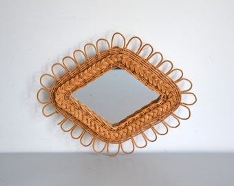 Vintage rotan spiegel uit de jaren 60