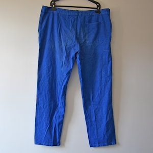 Vintage French chore pants, blue work trousers size XL