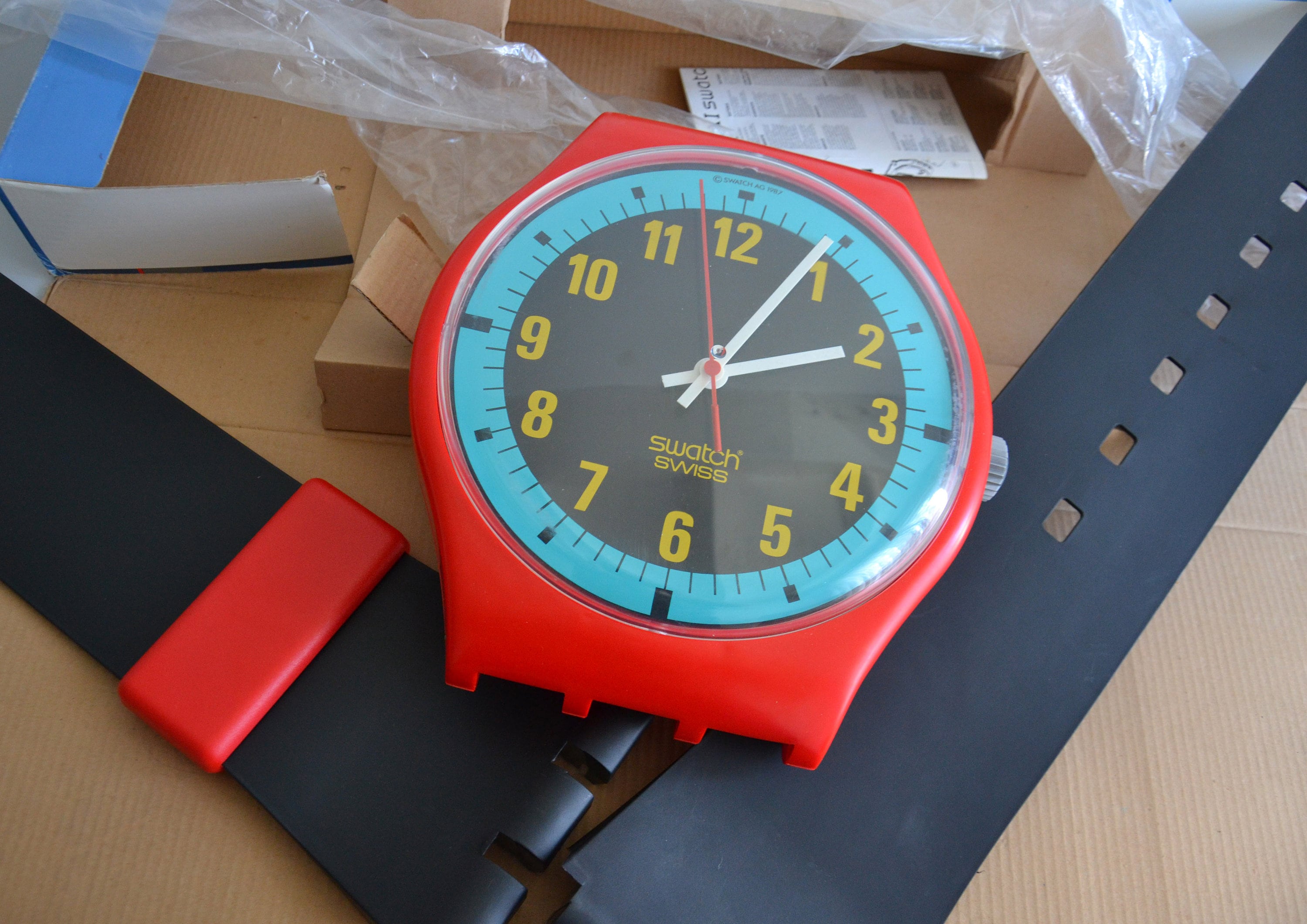 reloj de pared tipo swatch gigante años 80-90 c - Compra venta en