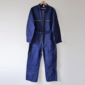Indigo work jumpsuit, vintage French workwear, size L