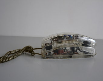 Téléphone à touches vintage Profoon TX-129, téléphone transparent