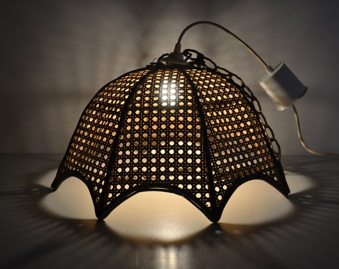 Vintage Cane Wicker Pendant Lamp, Caning Ceiling Lampshade Etsy