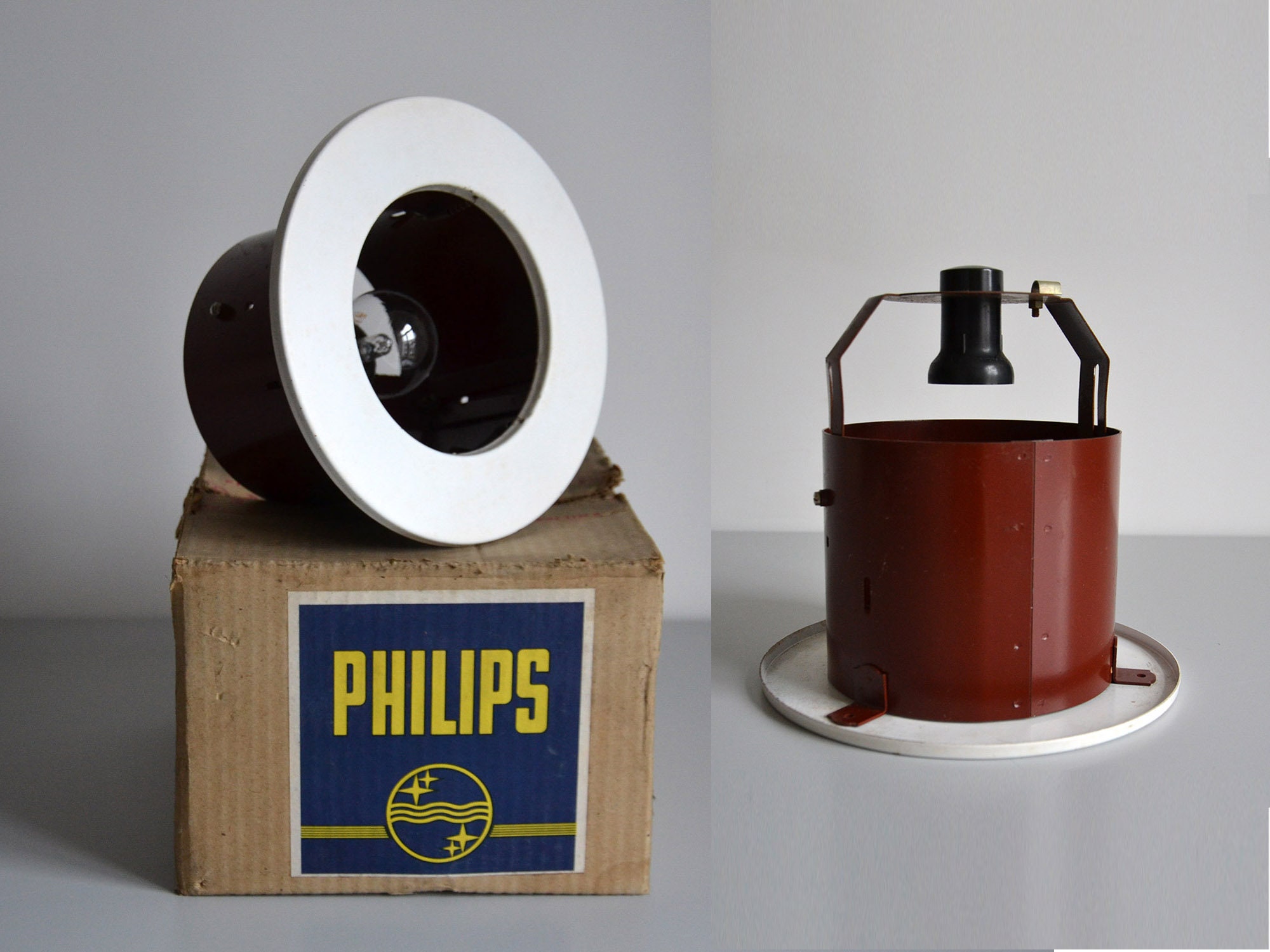 Lampe Spot Aluminium Industriel Philips/Lampe Vintage Années 70