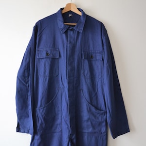 Vintage work overalls, indigo cotton, French workwear, size L
