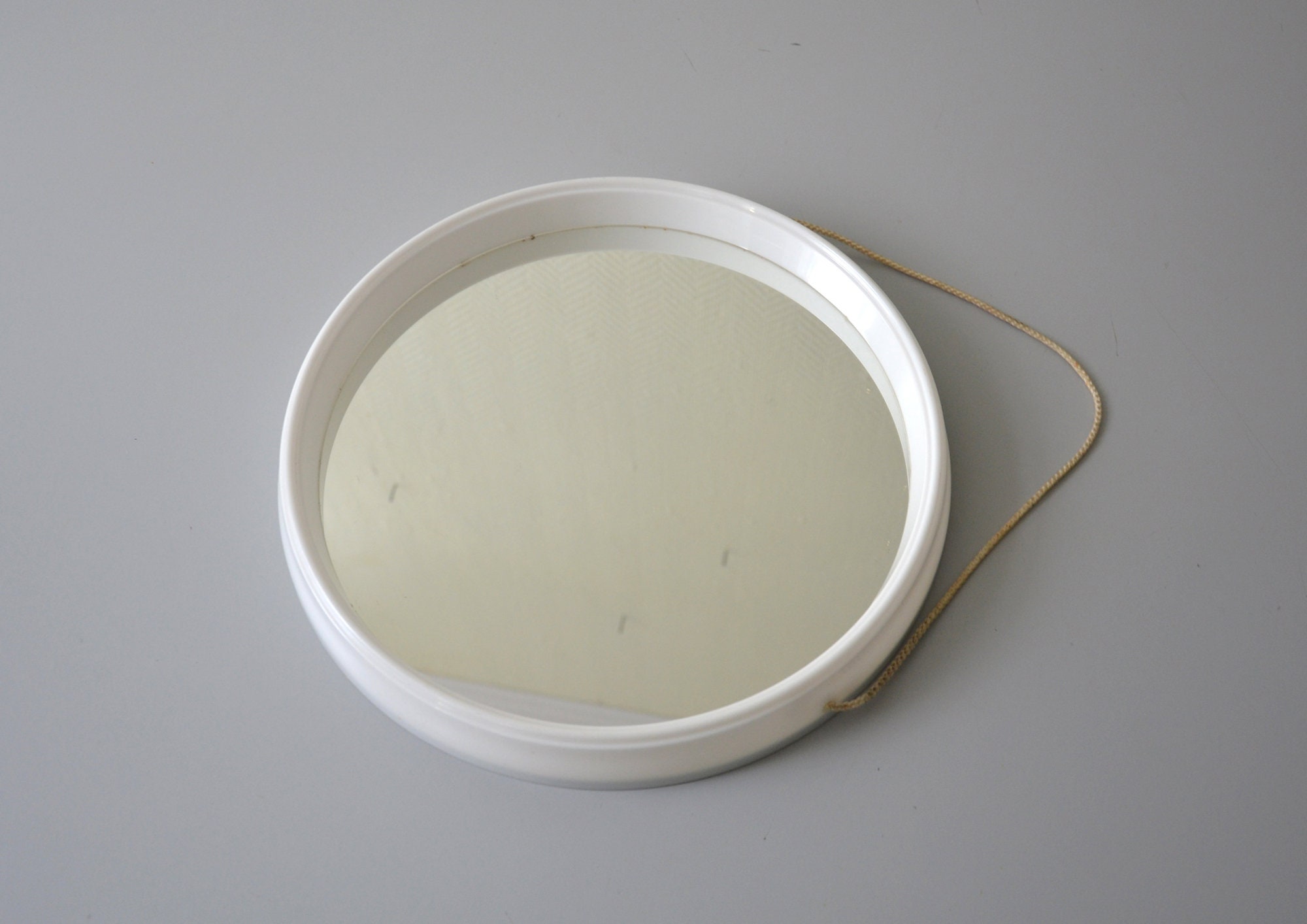 Miroir Vintage Années 70/Miroir Rond de Salle Bain Couleur Blanc