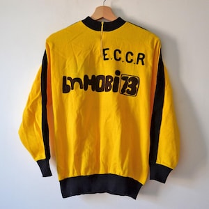 Vintage yellow Cycling Sweatshirt, French Cycling jersey TRICOTS DU ROCHER