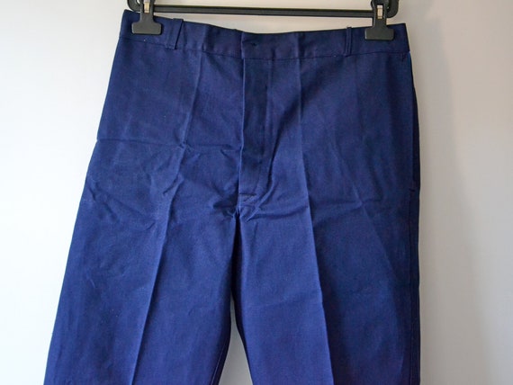 Vintage French chore pants, indigo cotton work tr… - image 2